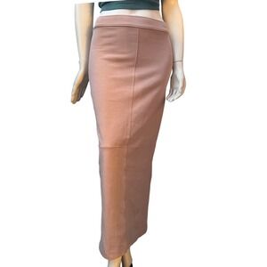 Zara Body Con Maxi Skirt Stretch knit Pull On Back Slit Clean Girl Minimalist M